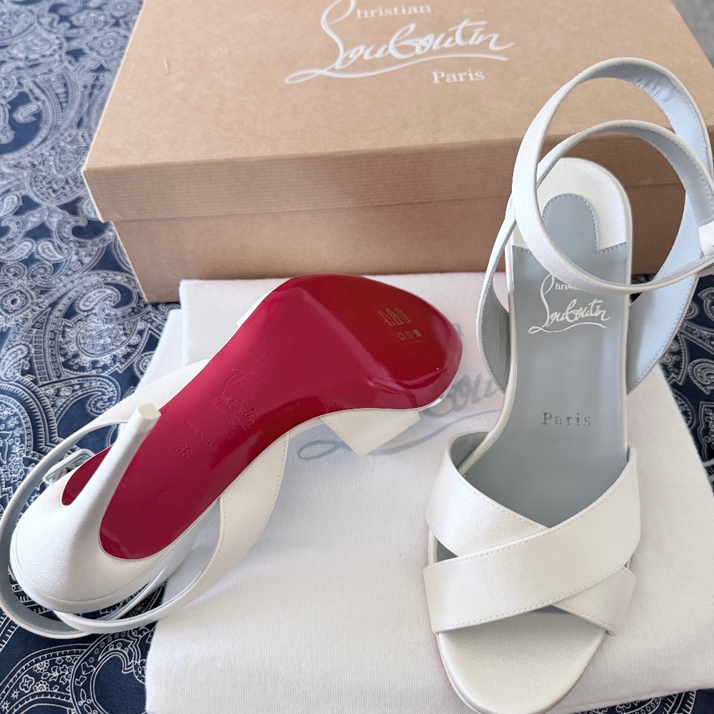 Louboutin Women’s Mariza 85 Ivory Wedding Heels
